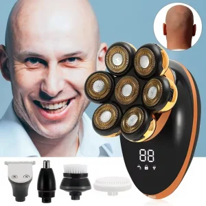 Men 7D Floating Men Wet Dry Bald Head Shaving Machine LCD Display